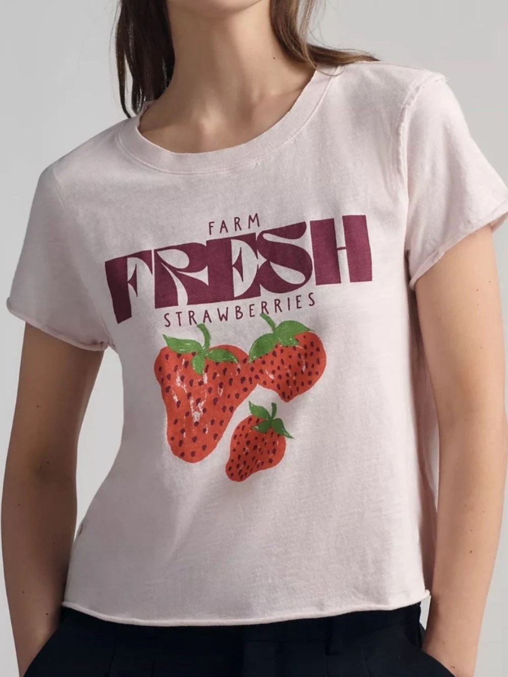 Anthropologie Maeve Farm Fresh Strawberries Cotton Graphic Tee XL